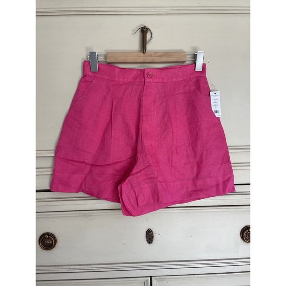 Equipment Sylvette Hot Pink 100% Linen Shorts Size 00 NWT‎ $250 High Rise - Picture 5 of 12